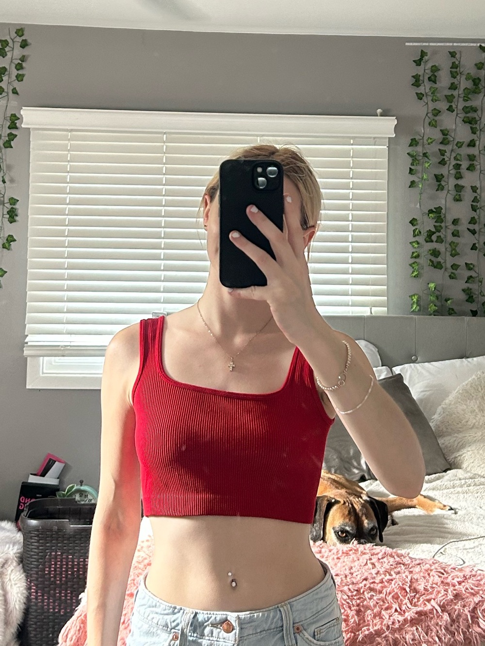 Ambiance Ribbed Red Tank Crop Top